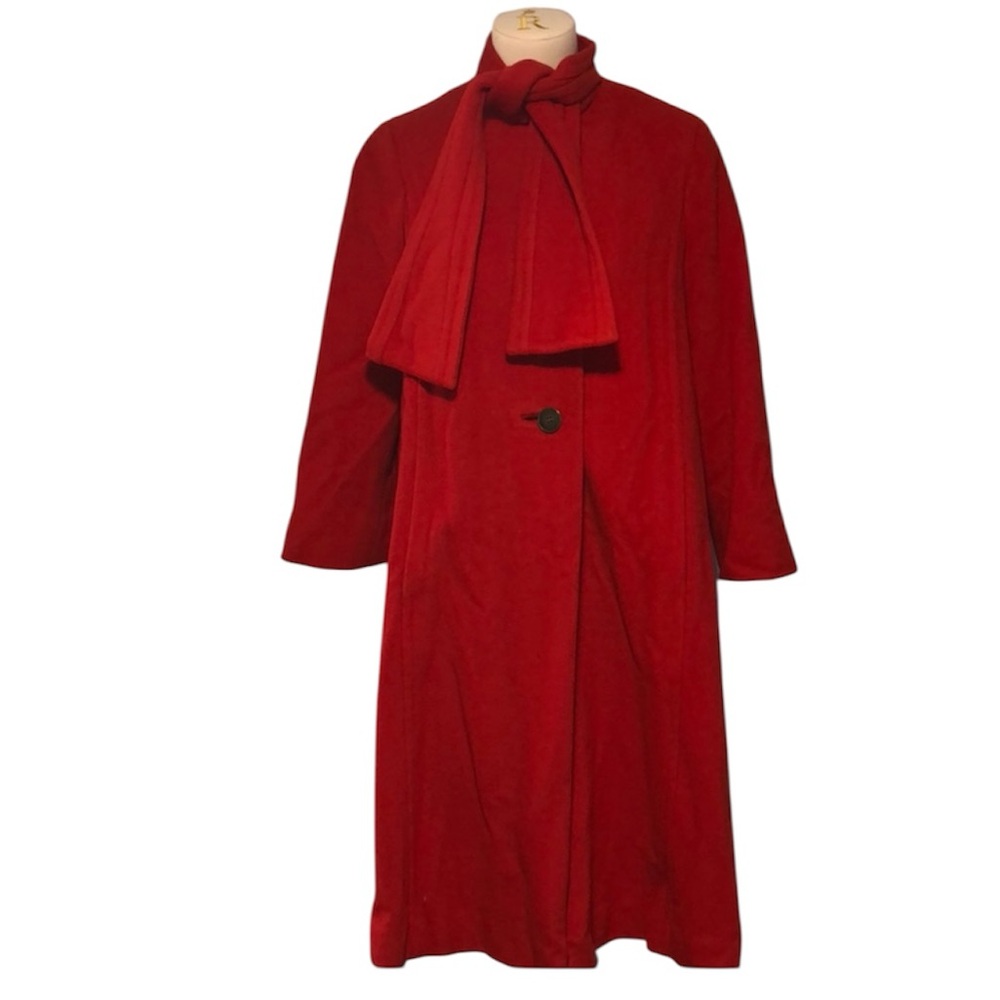 Vintage Pauline Trigere wool scarf tie coat